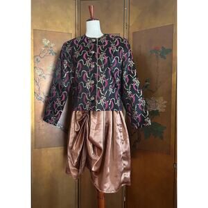 Vintage jacket with gold bows and ribbons by Gay Boyer, size 14